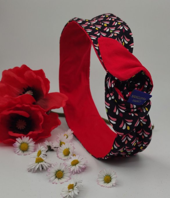 Headband femme et enfant, imprimé Twiggy/Rouge