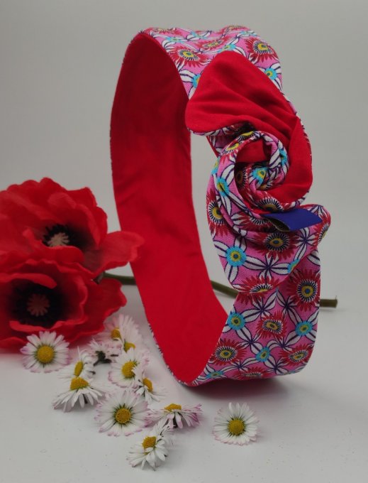 Headband femme et enfant imprimé Fleuri/Rouge