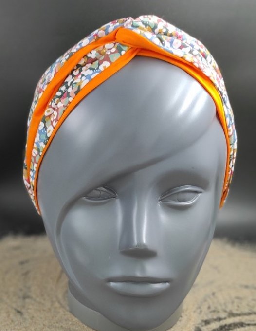 Headband femme et enfant, imprimé Confettis/ Orange