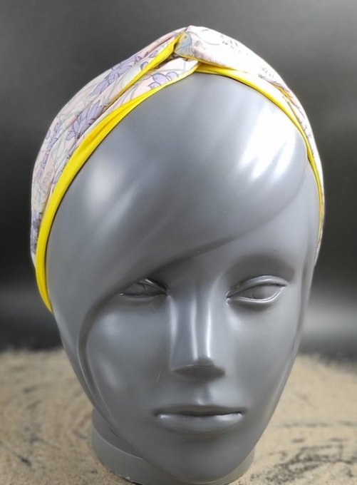 Headband femme et enfant, imprimé Guimauve/ Jaune