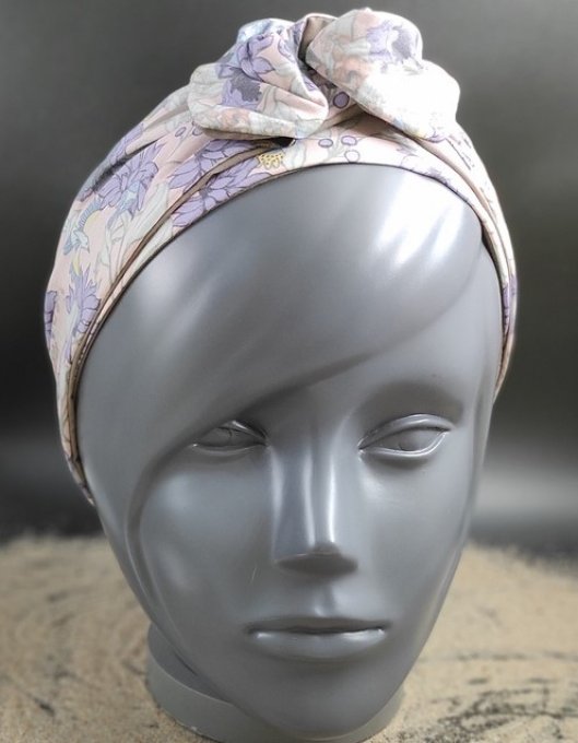 Headband femme et enfant, imprimé Guimauve/ Taupe