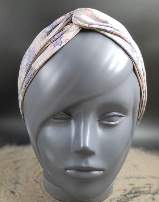 Headband femme et enfant, imprimé Guimauve/ Taupe