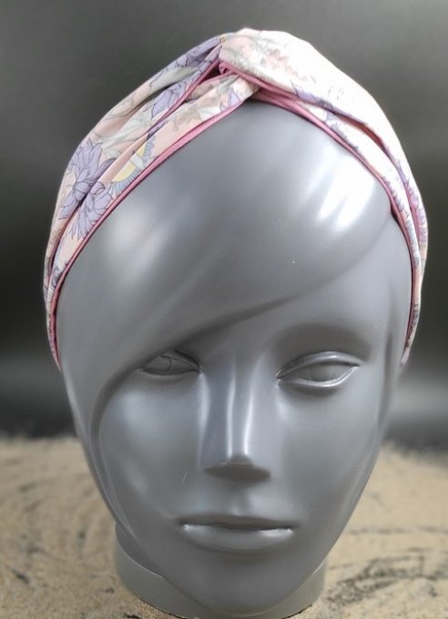 Headband femme et enfant, imprimé Guimauve/ Vieux Rose