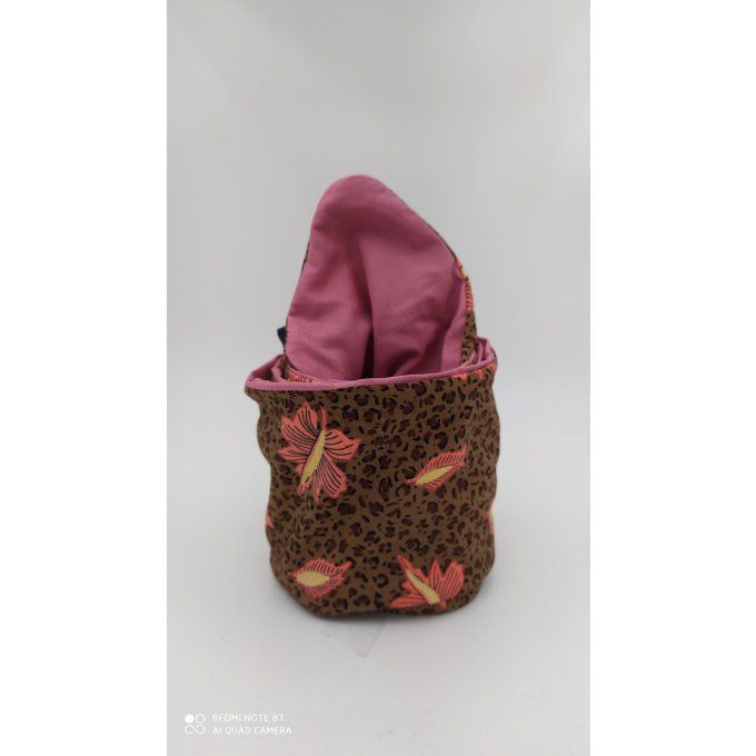 Headband femme imprimé Léopard Fleuri/Vieux Rose