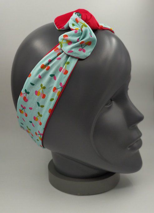 Headband femme et enfant imprimé Cerises/Rouge