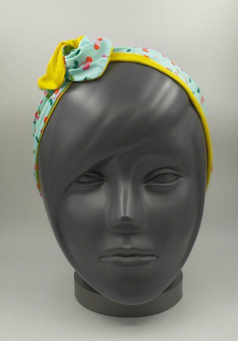 Headband femme et enfant imprimé Cerise/Jaune Citron