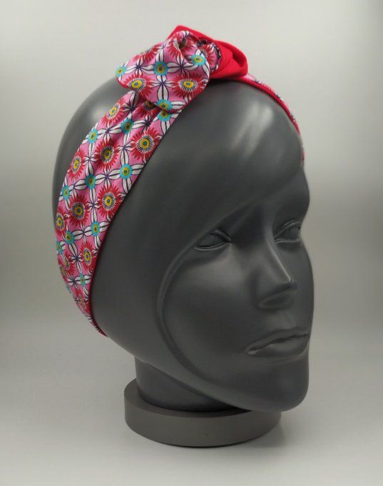 Headband femme et enfant imprimé Fleuri/Rouge