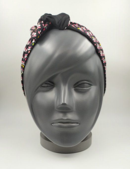 Headband femme et enfant, imprimé Twiggy/Noir