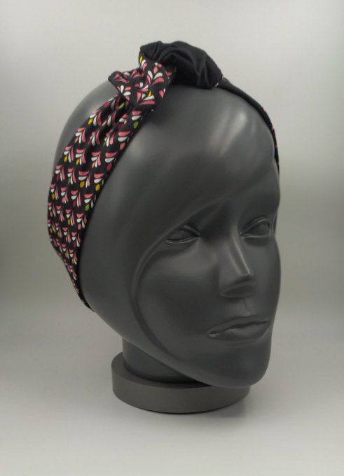 Headband femme et enfant, imprimé Twiggy/Noir