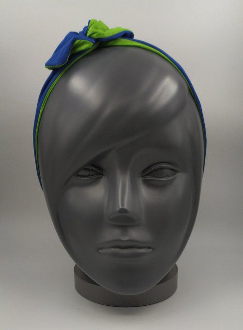 Headband femme et enfant uni Bleu Roi/Vert Cru