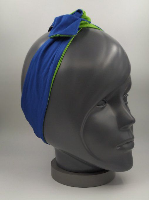 Headband femme et enfant uni Bleu Roi/Vert Cru