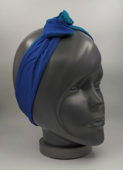 Headband femme et enfant uni Bleu Roi/Vert Émeraude