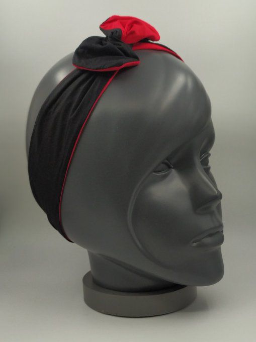 Headband femme et enfant uni Noir/Rouge