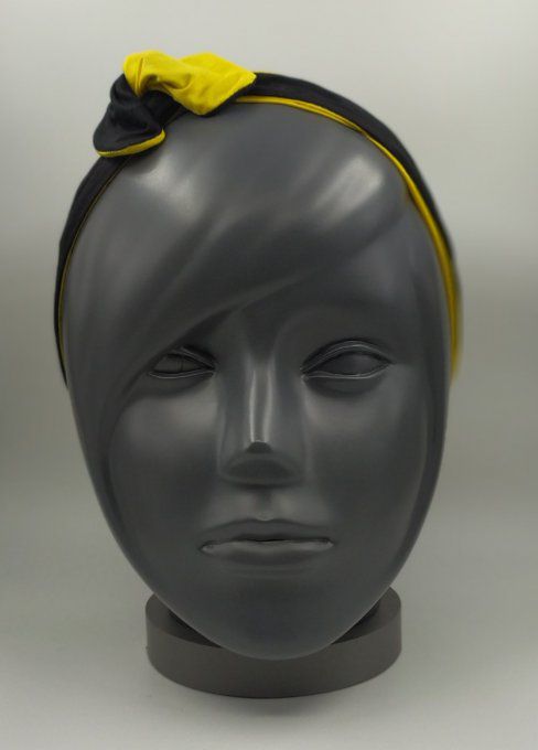 Headband femme et enfant uni Noir/Jaune citron