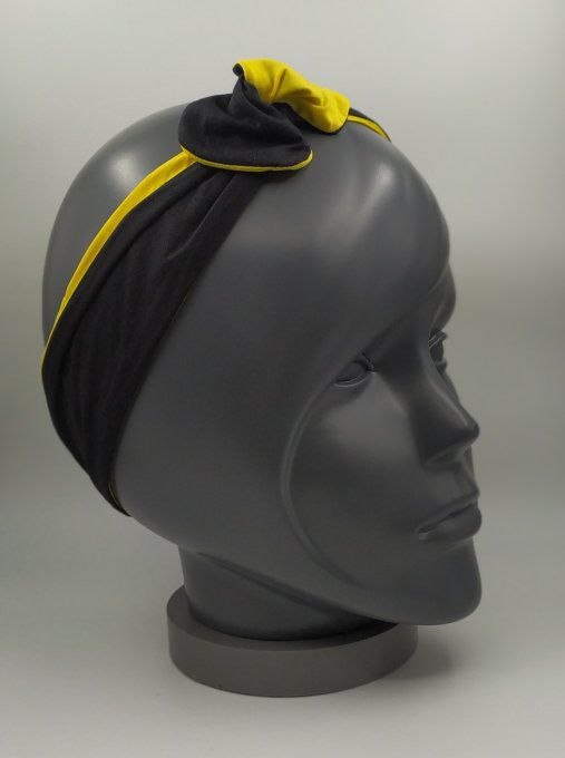 Headband femme et enfant uni Noir/Jaune citron