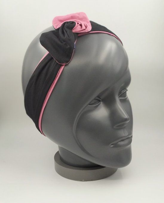 Headband femme et enfant uni Noir/Vieux Rose