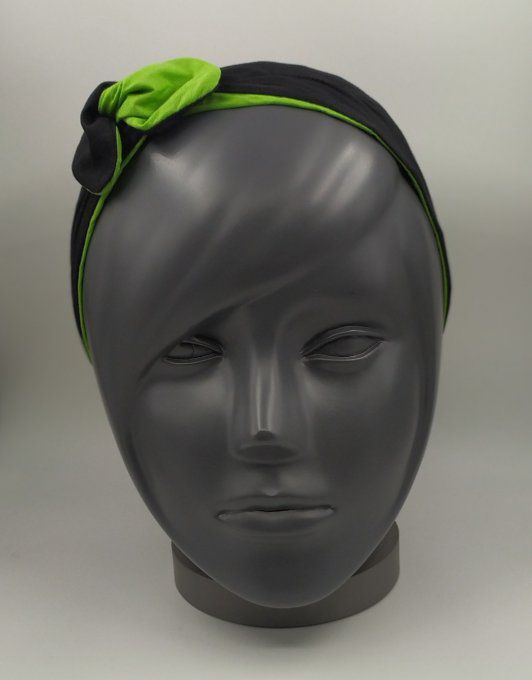 Headband femme et enfant uni Noir/Vert Cru