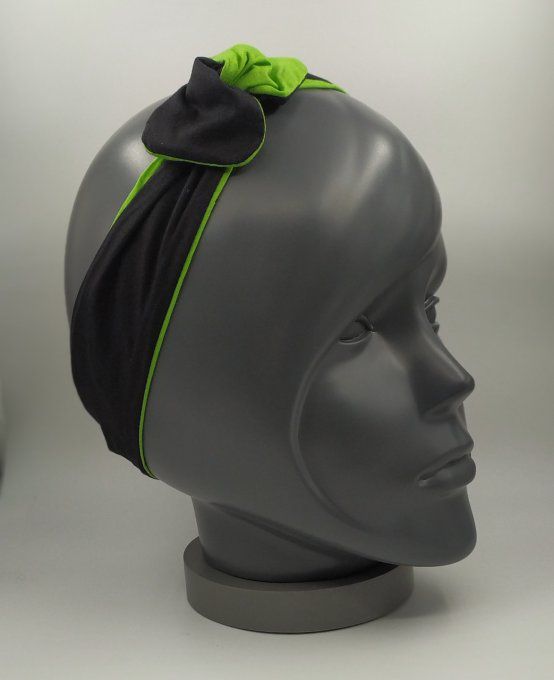 Headband femme et enfant uni Noir/Vert Cru