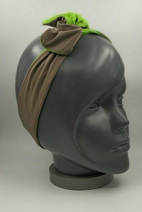 Headband femme et enfant uni Taupe/Vert Cru