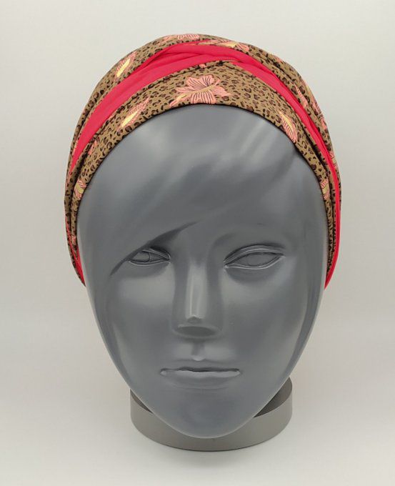 Headband femme, imprimé Léopard /Rouge