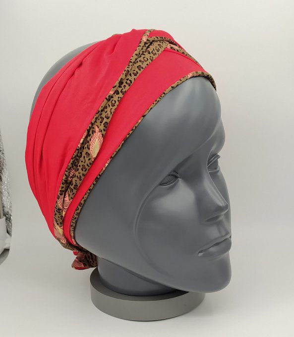 Headband femme, imprimé Léopard /Rouge