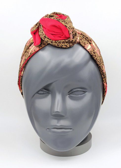 Headband femme, imprimé Léopard /Rouge