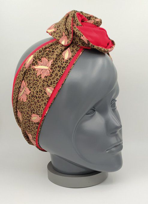 Headband femme, imprimé Léopard /Rouge