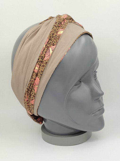 Headband femme, imprimé Léopard /Taupe