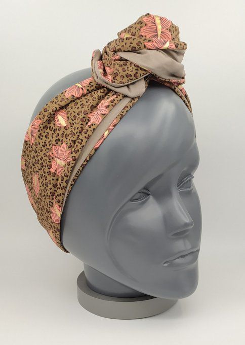 Headband femme, imprimé Léopard /Taupe