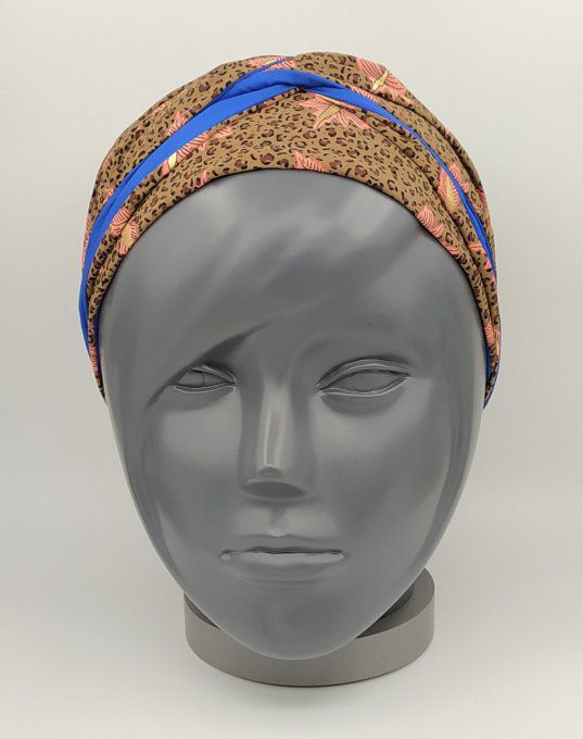 Headband femme, imprimé Léopard /Bleu Roi