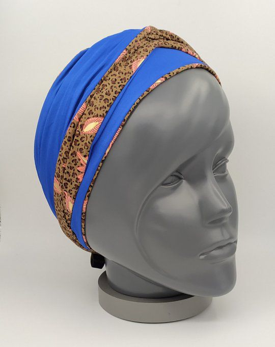 Headband femme, imprimé Léopard /Bleu Roi