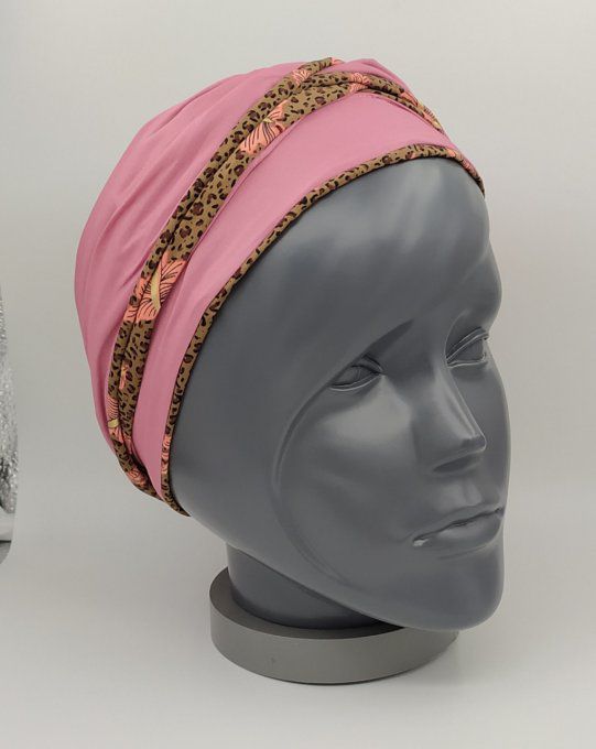 Headband femme, imprimé Léopard /Vieux Rose