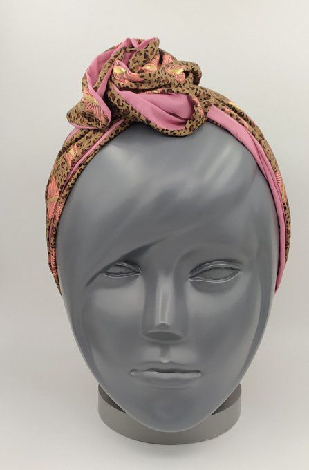 Headband femme, imprimé Léopard /Vieux Rose