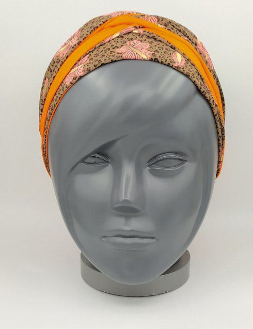 Headband femme, imprimé Léopard /Orange