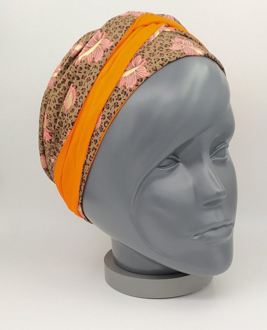 Headband femme, imprimé Léopard /Orange