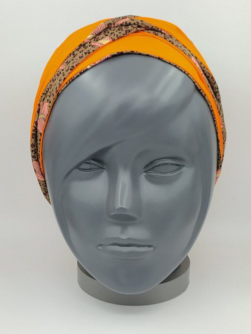 Headband femme, imprimé Léopard /Orange