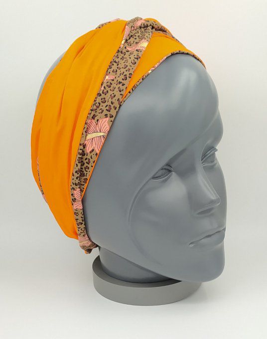 Headband femme, imprimé Léopard /Orange