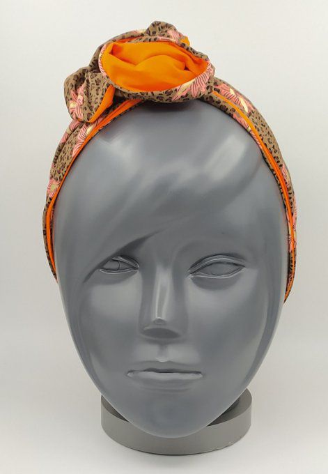 Headband femme, imprimé Léopard /Orange