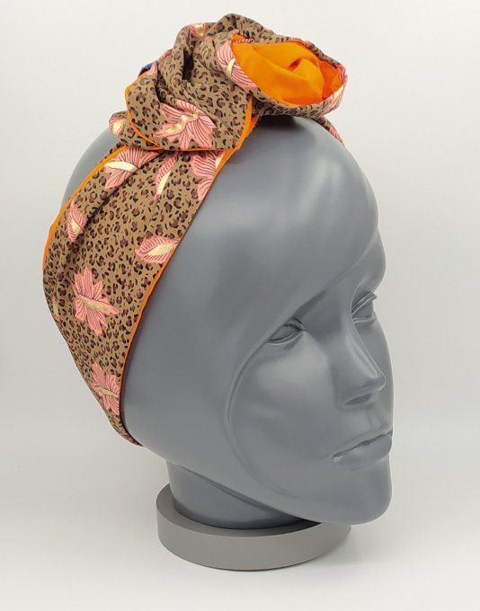 Headband femme, imprimé Léopard /Orange