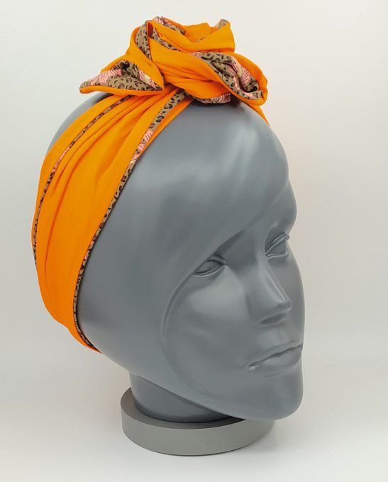 Headband femme, imprimé Léopard /Orange