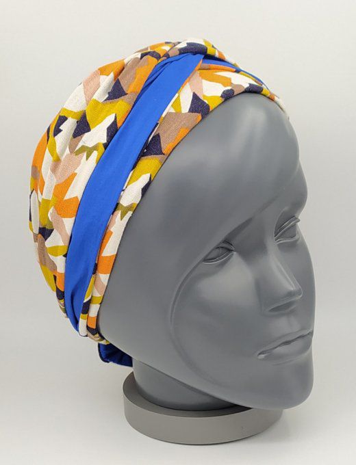 Headband femme, imprimé Savane/Bleu Roi