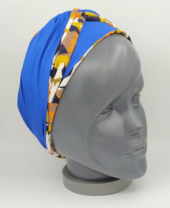 Headband femme, imprimé Savane/Bleu Roi