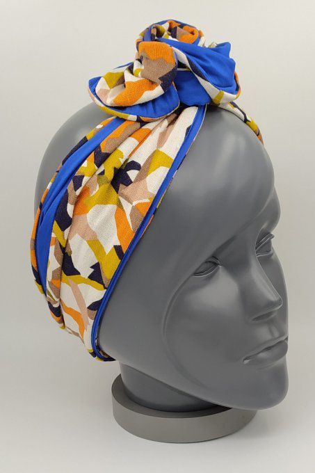 Headband femme, imprimé Savane/Bleu Roi