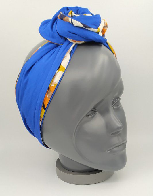 Headband femme, imprimé Savane/Bleu Roi