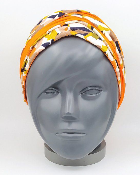 Headband femme, imprimé Savane/Orange