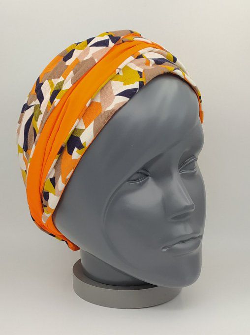 Headband femme, imprimé Savane/Orange