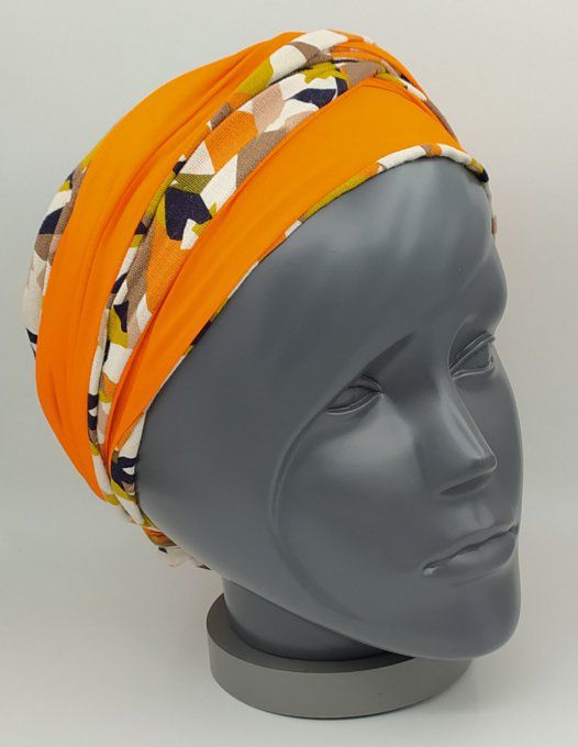 Headband femme, imprimé Savane/Orange