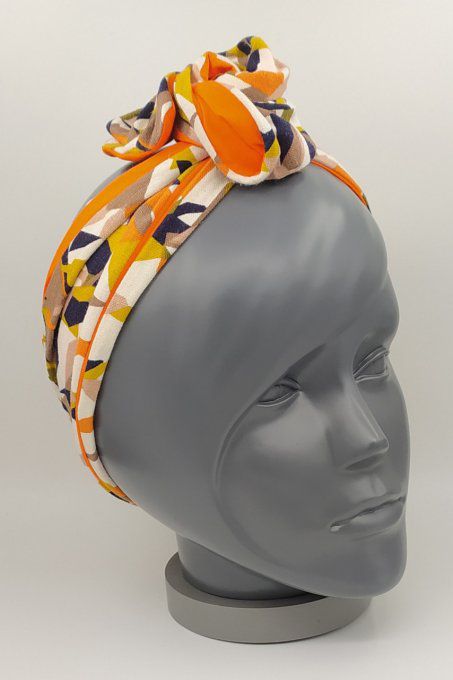 Headband femme, imprimé Savane/Orange