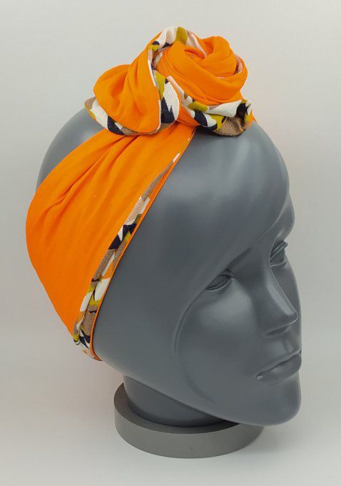 Headband femme, imprimé Savane/Orange