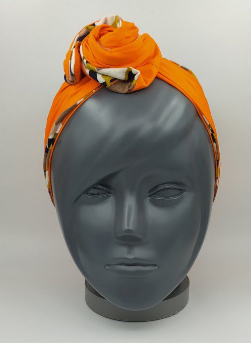 Headband femme, imprimé Savane/Orange